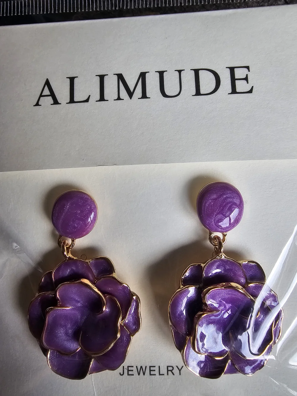 Purple Floral Drop Earrings for Women